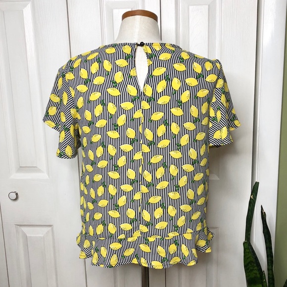 Lily White lemon striped top, knotted tie front - Picture 3 of 5